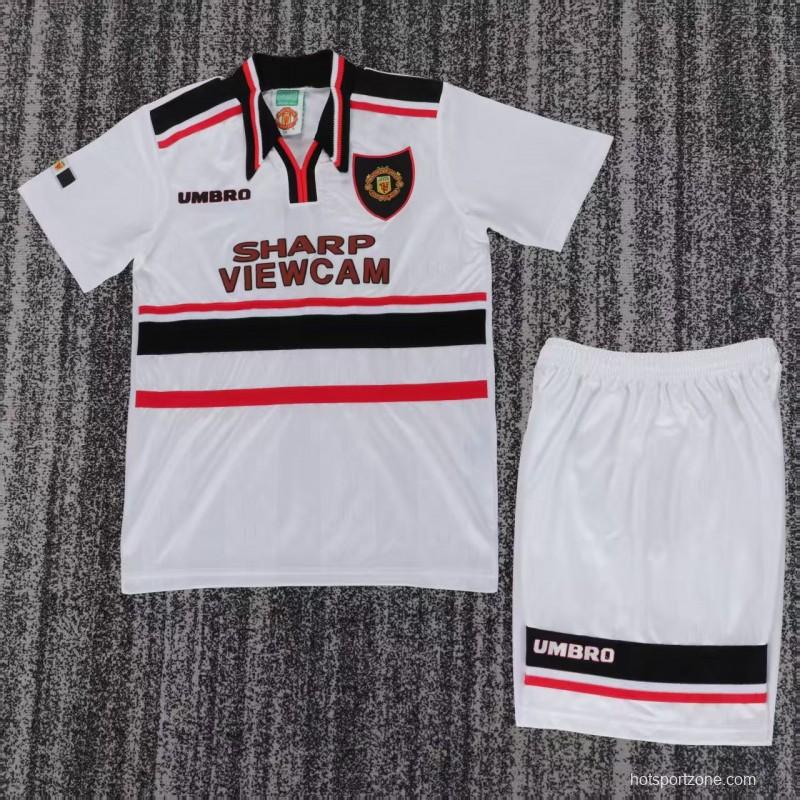 Retro Kids 98/99 Manchester United White Away Jersey