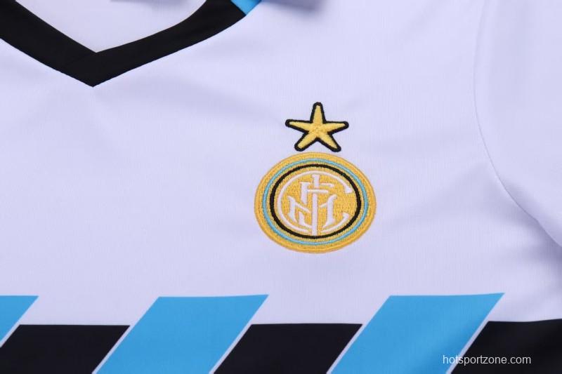 Retro 90/91 Kids Inter Milan White & Blue Away  Jersey