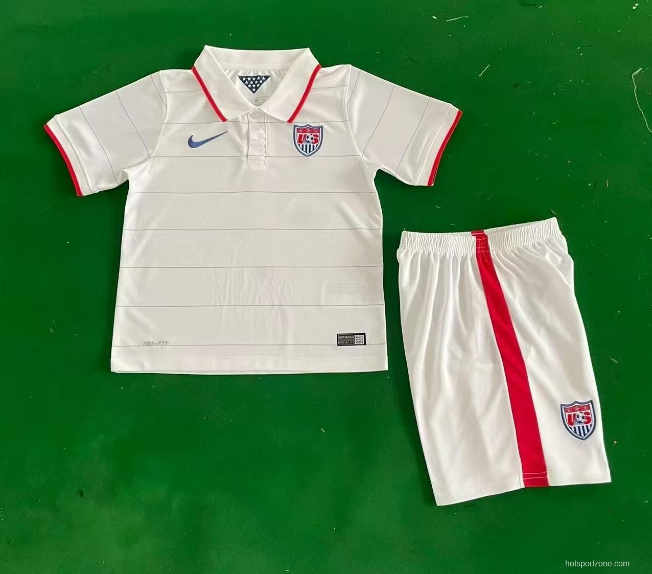 Retro 2014 Kids USA White Home Jersey