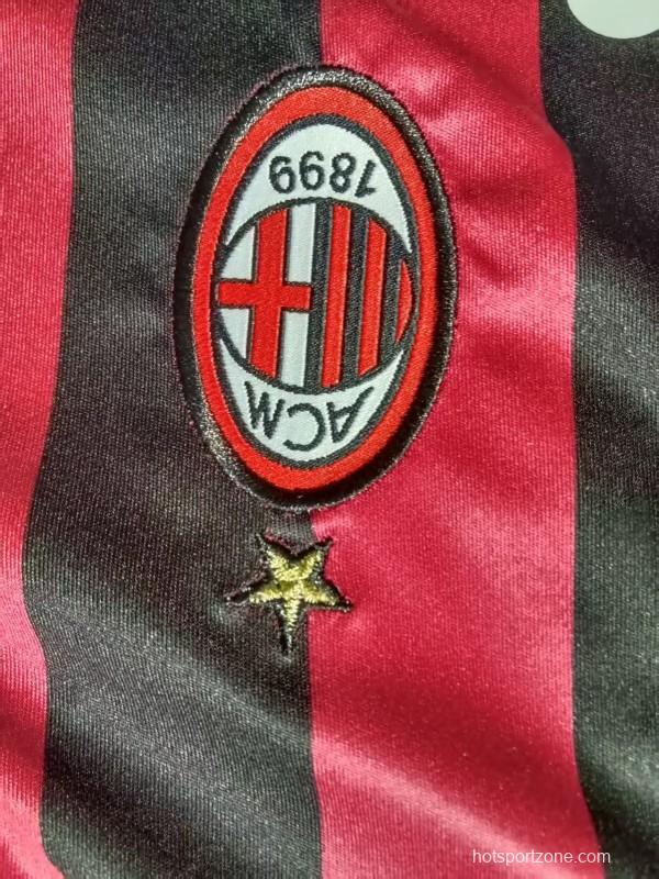 Retro 09/10 Kids AC Milan Home Long Sleeve Jersey