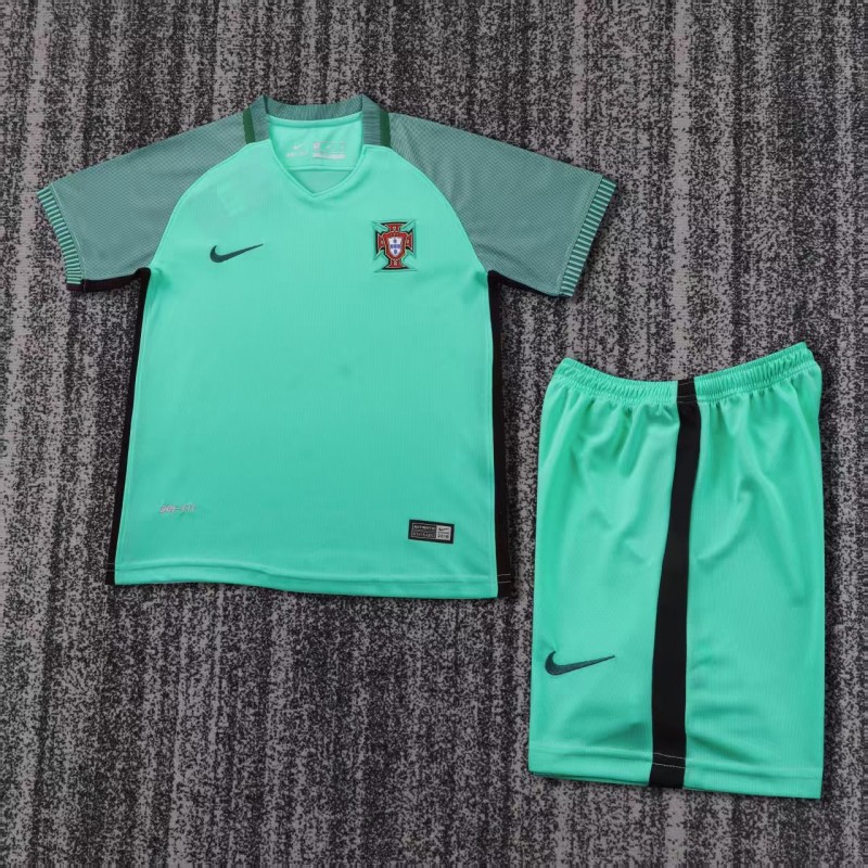 Retro Kids 2016 Portugal Away Green Jersey