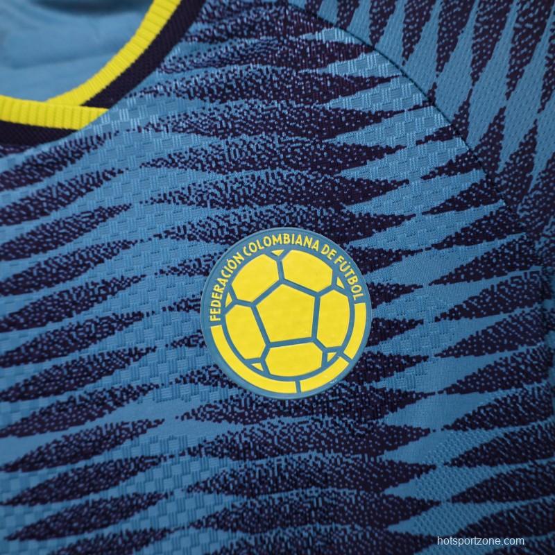 Player Version 2026 Womens Colombia Away Blue with Wave Diamond Pattern Jersey