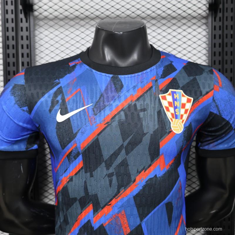 Player Version 2026 Croatia Third Special Edition Blue with Abstract Geometric Brushstroke Pattern Jersey