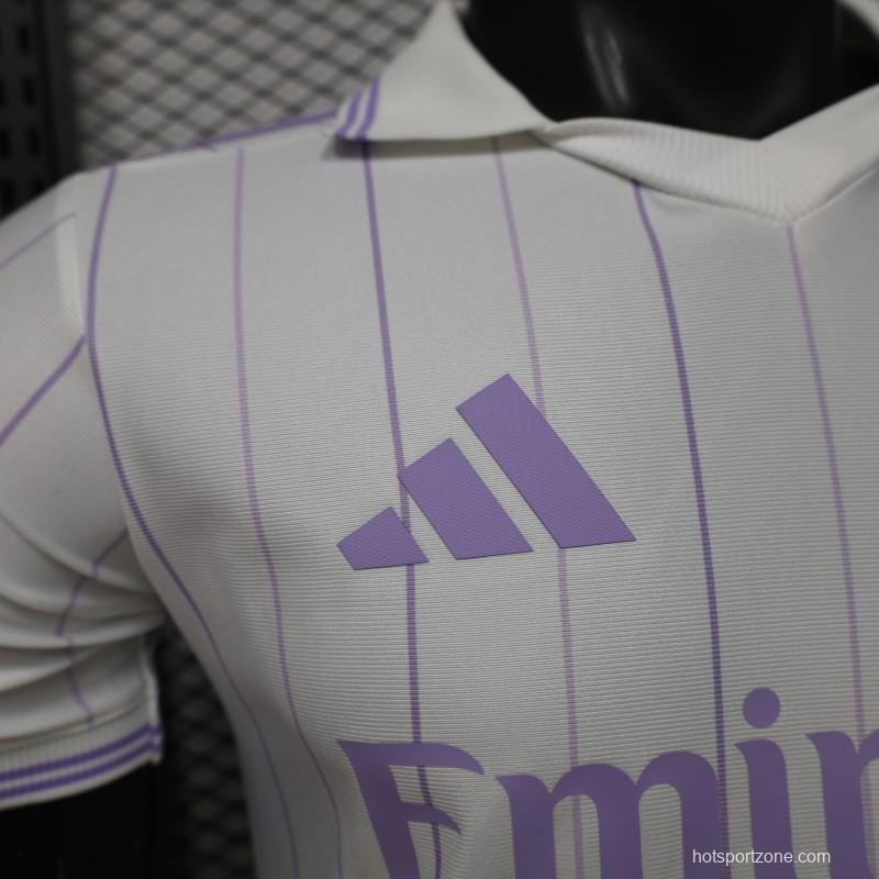 Player Version 26/27 Real Madrid Home White with Purple Pinstripe Jersey