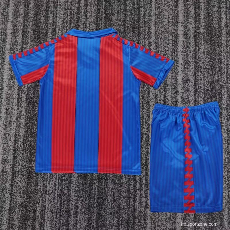 Retro 1989/92 Kids FC Barcelona Blue & Red Stripe Home Jersey