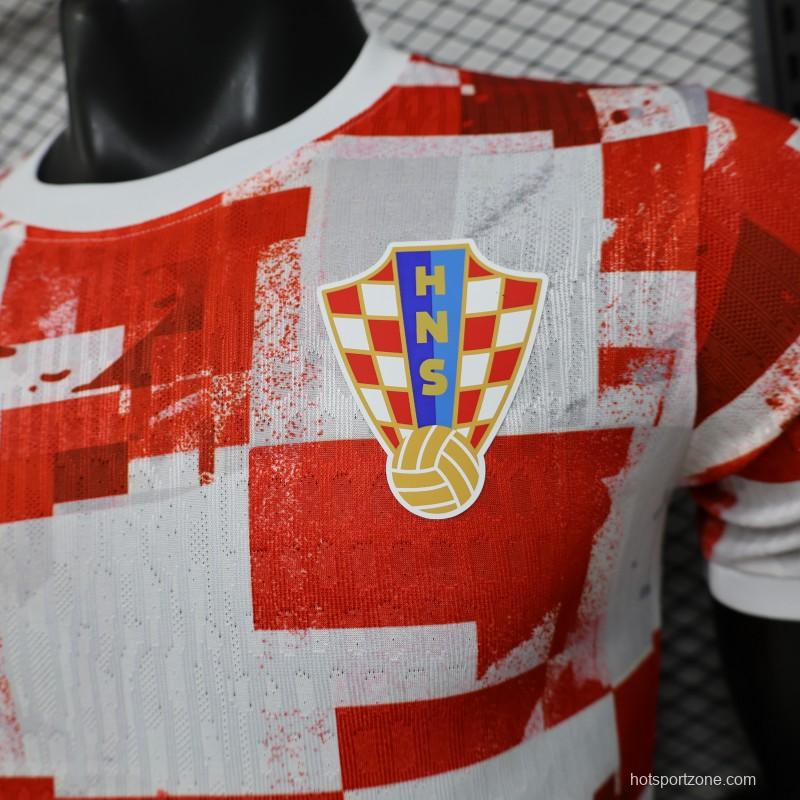 Player Version 2026 Croatia Home Red White with Checkerboard Pattern Jersey