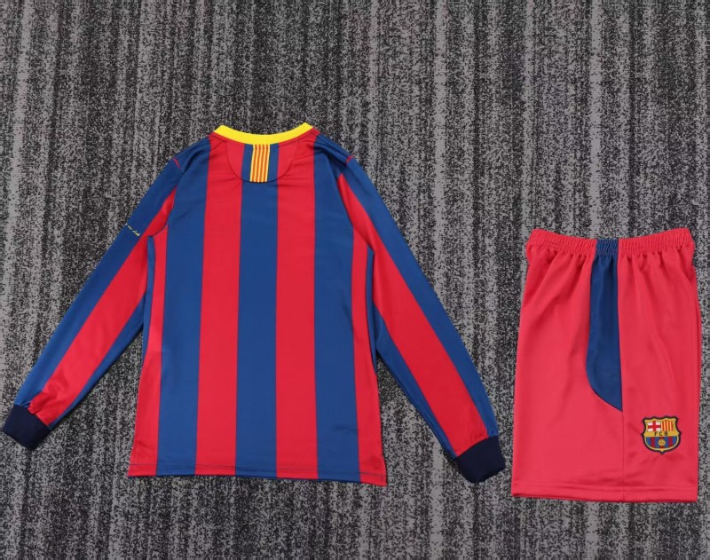 Retro Kids 10/11 Barcelona Red Blue Home Long Sleeve Jersey