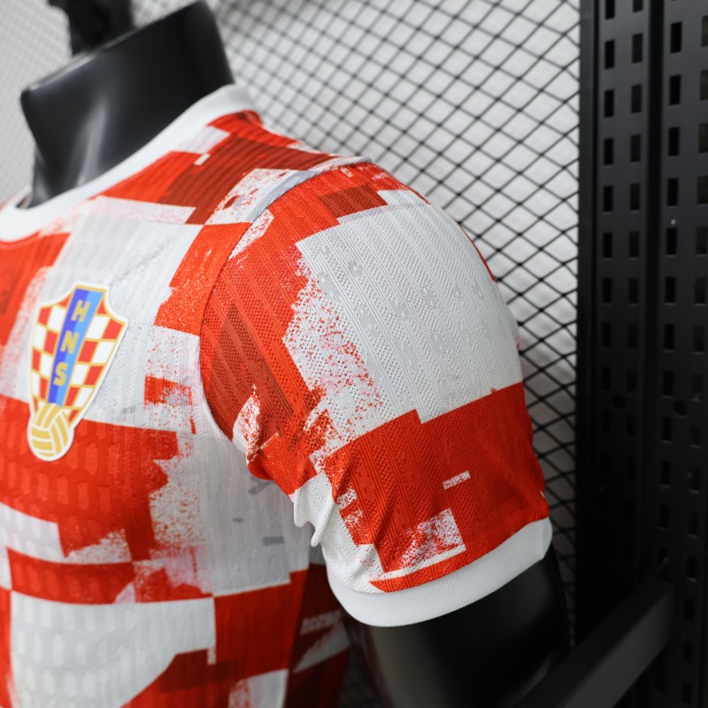 Player Version 2026 Croatia Home Red White with Checkerboard Pattern Jersey