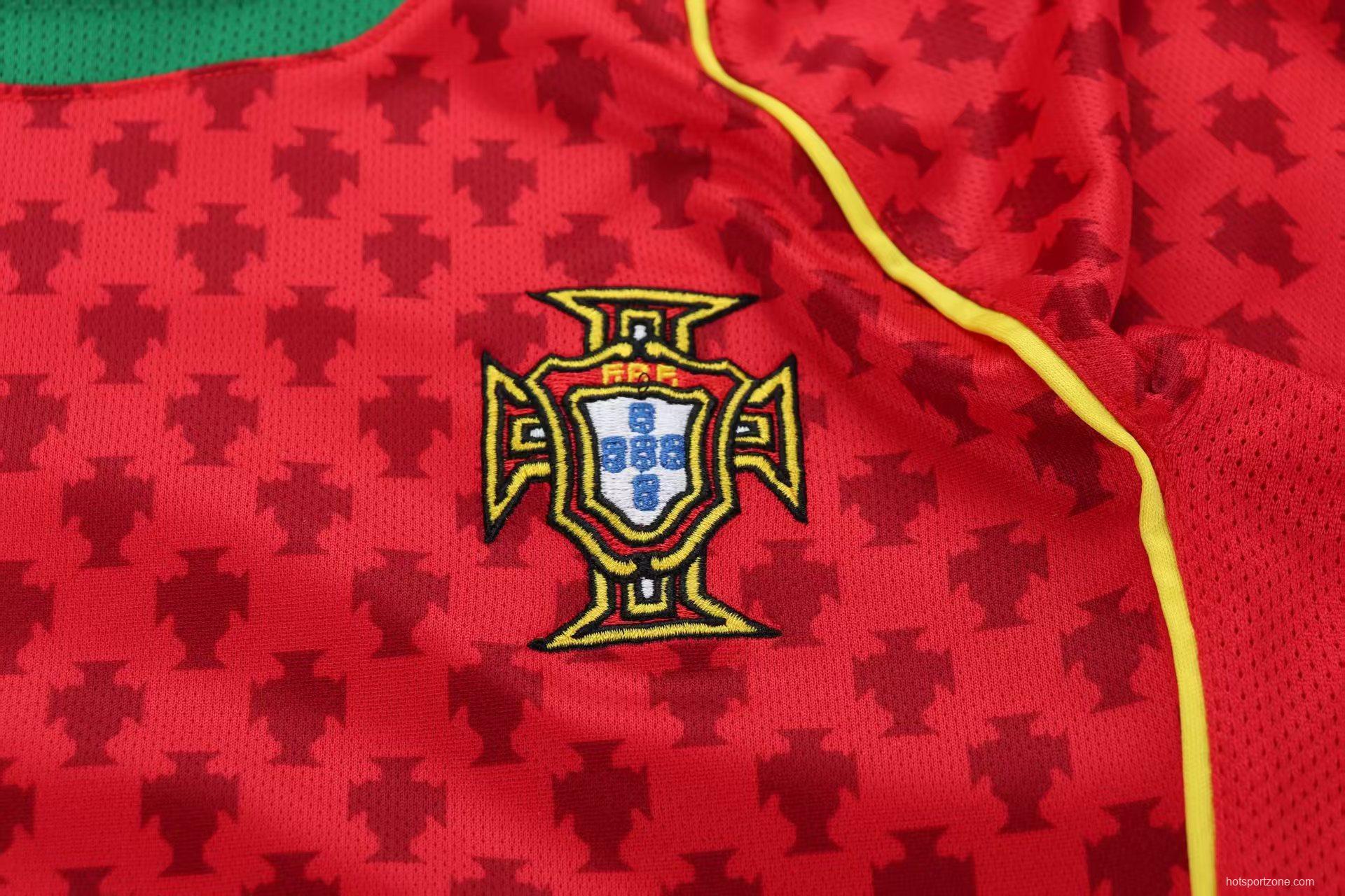 Retro 2004 Kids Portugal Home Long Sleeve Jersey