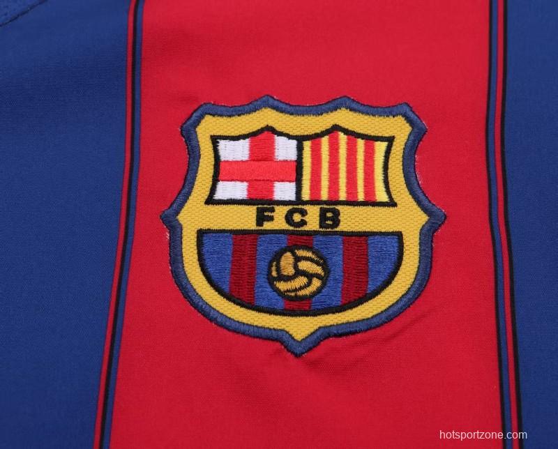 Retro Kids 03/04 Barcelona Red Blue Home Jersey