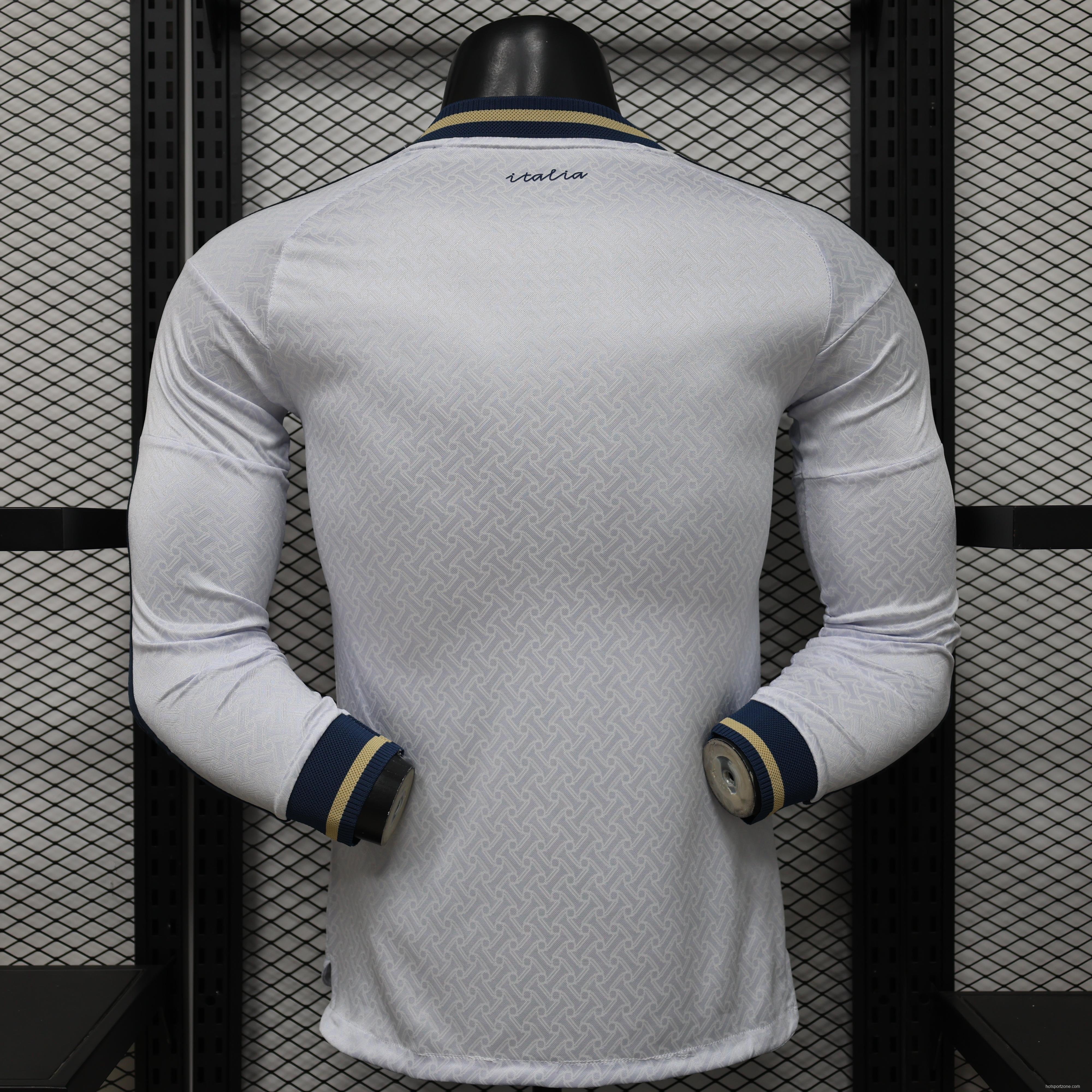 Player Version 2026 Italy Away White  Long Sleeve Jersey
