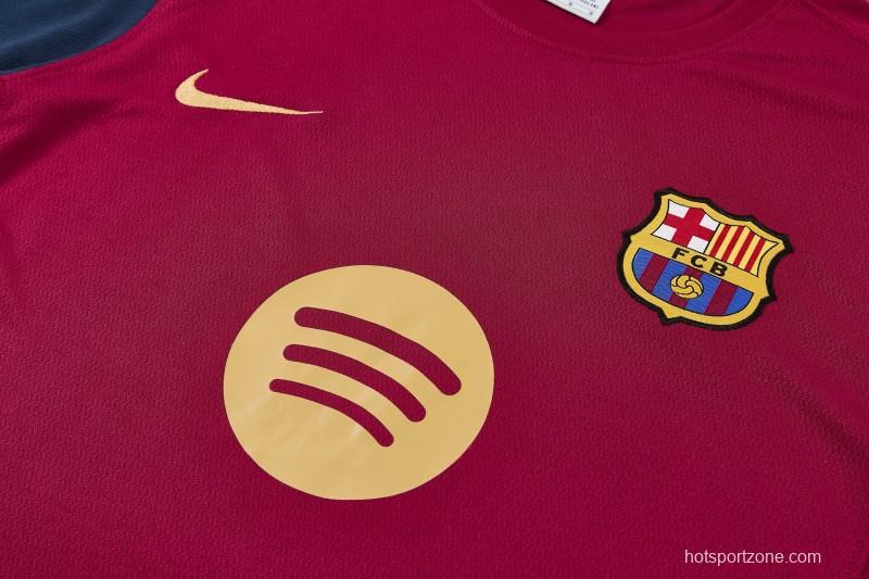 26/27 FC Barcelona Burgundy Red  Short Sleeve + Navy Blue Soccer Shorts