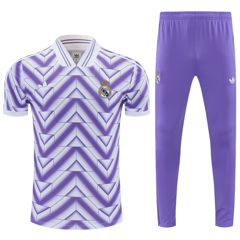 26/27 Real Madrid Purple Short Sleeve Tracksuit + Long Pants
