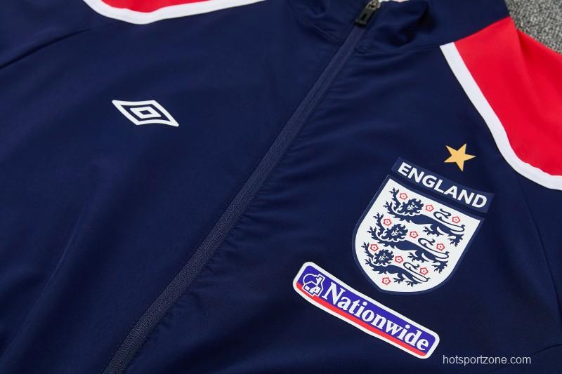 2026 England Navy Blue  Full Zipper Jacket Tracksuit + Long Pants