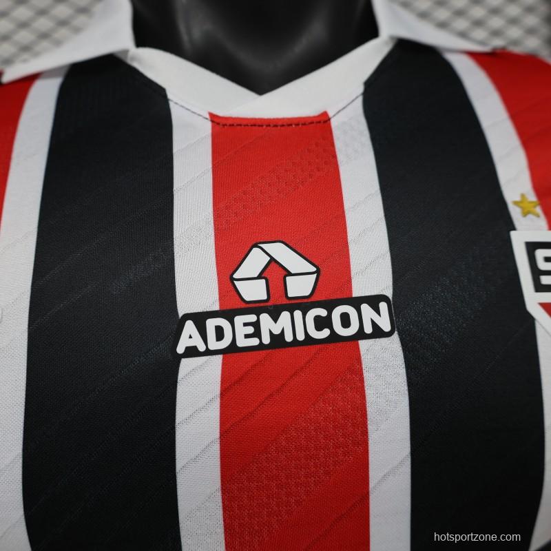 Player Version 26/27 São Paulo FC Away Red & Black Stripe  With White Collar Jersey