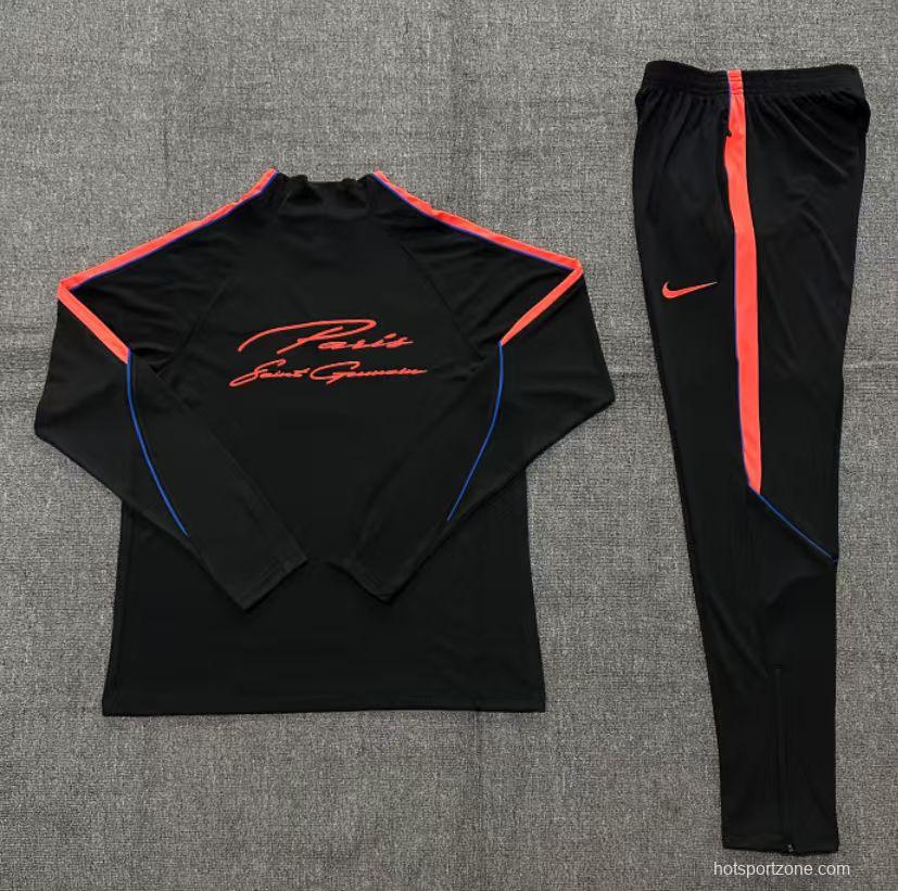 Player Version 26/27 Kids Paris Black Half Zipper Jacket+Long Pants