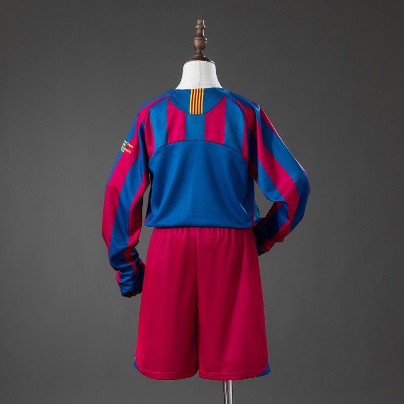 05/06 Kids Barcelona Home (UEFA Champions League) Retro Long Sleeve Kit Jersey SIZE 16-28