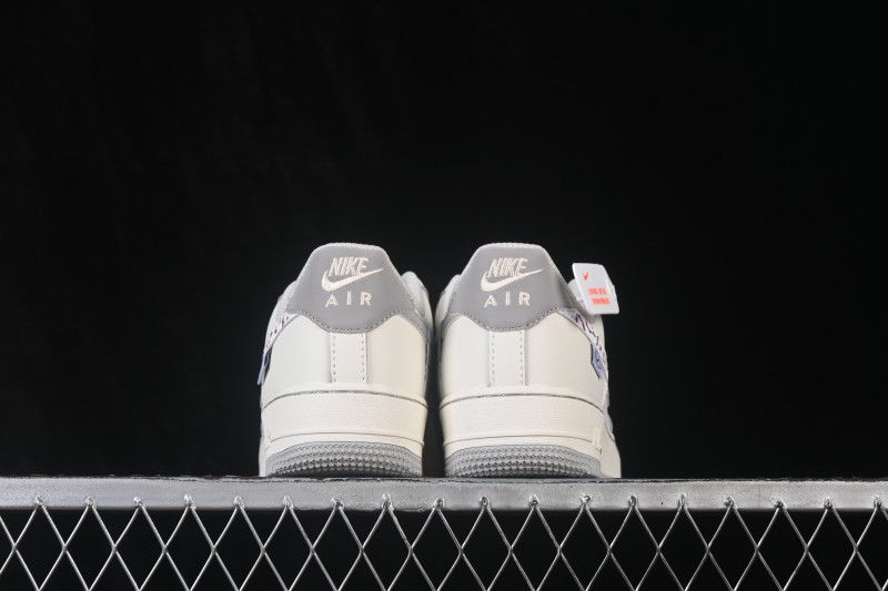 Nike Air Force 1 '07 Low Milk Grey Leopard Hand-Painted Casual Sneakers - FB1839-323
