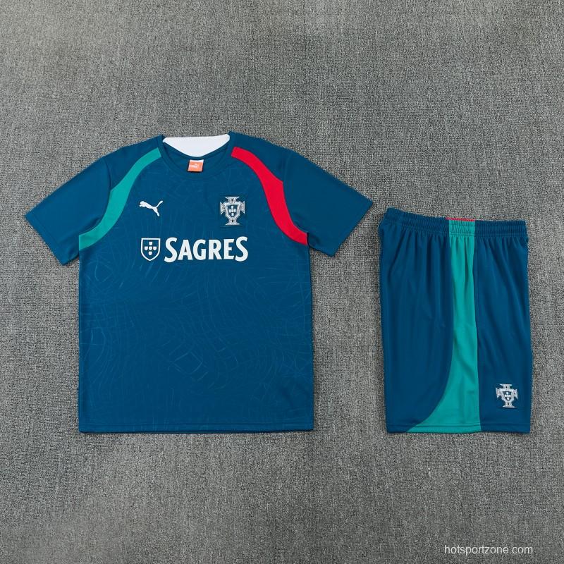 26/27 Portugal Dark Teal  Short Sleeve+Soccer Shorts