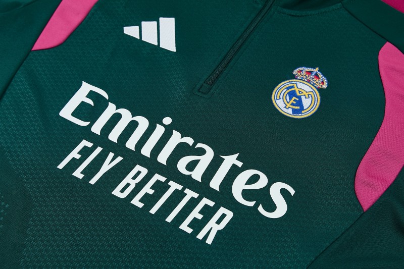 26/27 Real Madrid Dark Green Half Zipper Jacket Tracksuit + Long Pants