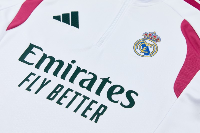 26/27 Real Madrid White & Dark Green Half Zipper Jacket Tracksuit + Long Pants