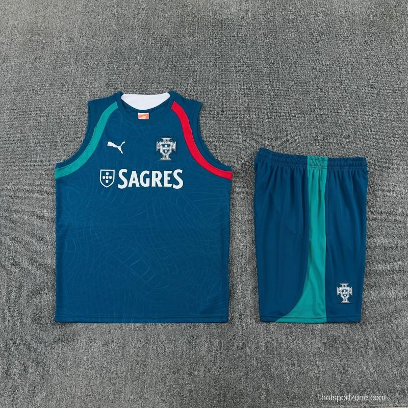 26/27 Portugal  Dark Teal Sleeveless Training Vest +Shorts Set