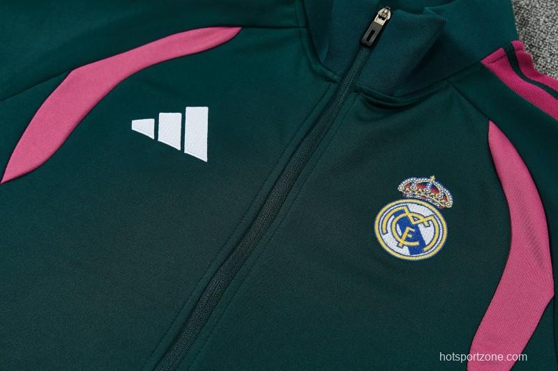 26/27 Real Madrid Dark Green Full Zipper Jacket Tracksuit + Long Pants