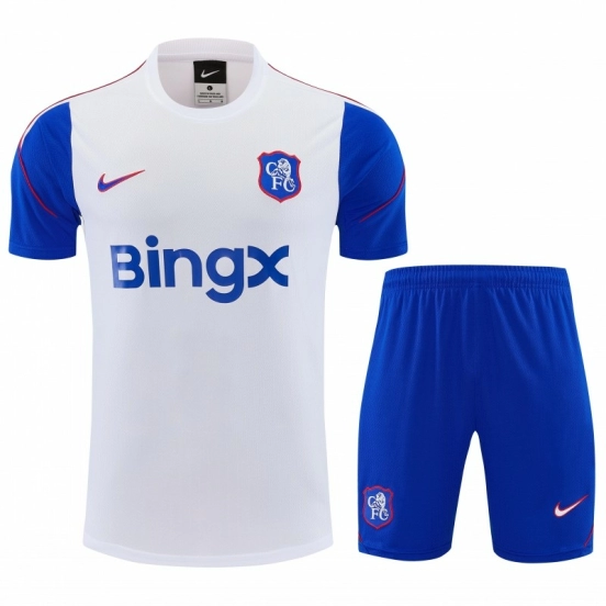 26/27 Chelsea  White&Blue Short Sleeve+Soccer Shorts