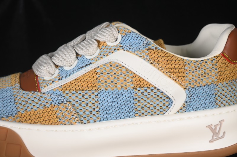 Louis Vuitton Tilted Sneakers Low-Top Casual Shoes in Smooth Calfskin Leather with Side LV Logo and Lightweight Rubber Sole - 2026SS Sea Blue