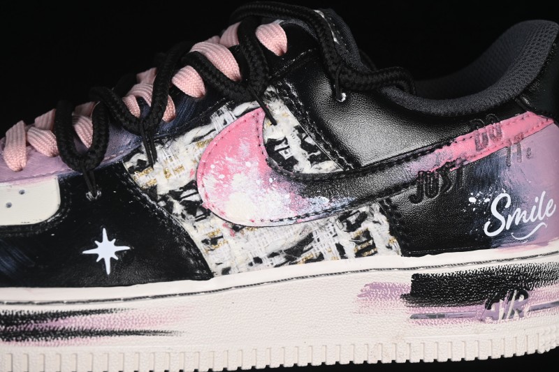 Nike Air Force 1 '07 Low Hand-Painted Graffiti Sneakers with Midnight Starburst Design - FJ7740-170