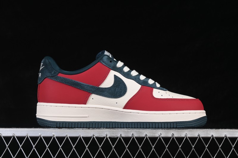 Nike Air Force 1 '07 Low Casual Sneakers with Red Black White Contrasting Colors - HT5088-622