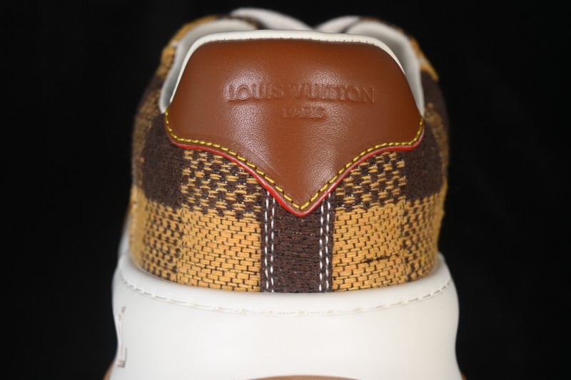 Louis Vuitton Tilted Sneakers Classic Low-Top Casual Shoes in Smooth Calfskin Leather with LV Lettering - 2026SS Yellow Brown