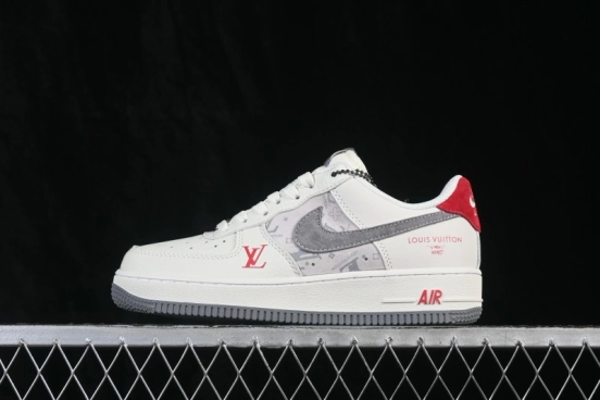 Nike Air Force 1 '07 Low Casual Sneakers with Full-Length Air Cushion and Classic White-Red Design - HS6188-134