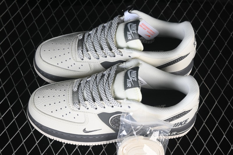 Nike Air Force 1 '07 Low Casual Sneakers in White and Dark Grey - SM6668-107