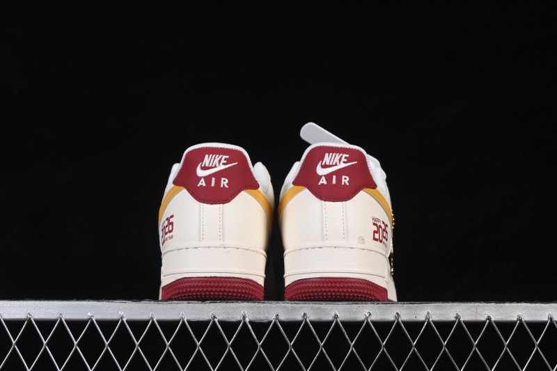 Nike Air Force 1 '07 Low Casual Sneakers with Wine Red Contrast Design - JP2026-152