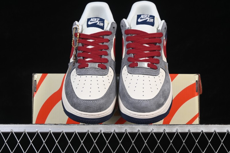 Nike Air Force 1 '07 Low Basketball Sneakers with Red and Navy Contrast - JP2026-153