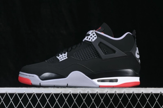 Nike Air Jordan 4 Retro "Bred" Running Shoes with Original Last and Premium Materials - IX8180-001