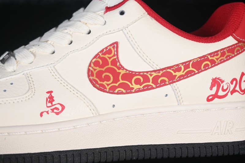 Nike Air Force 1 '07 Low Year of the Horse Limited Edition Red Swoosh Casual Sneakers - MZ9588-820