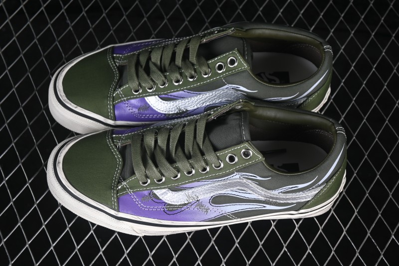 Vans Old Skool Flame Series Low-Top Casual Skate Shoes with Suede and Canvas Upper - VN000D9RGRK