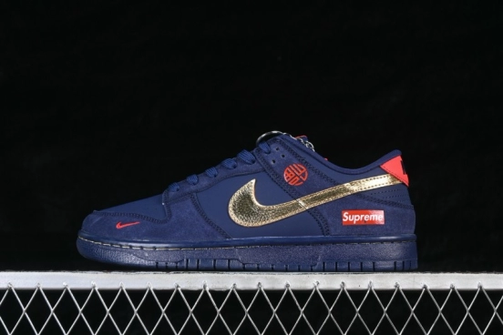 Nike SB Dunk Low Year of the Horse Limited Edition Navy Blue Gold Custom Low-Top Skateboarding Shoes - NH0601-486