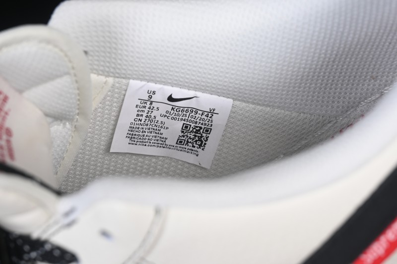 Nike Air Force 1 '07 Low Classic Basketball Sneakers with Black-White-Red Color Blocking and Perforated Leather Upper - KG6699-F42