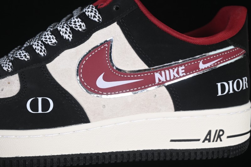 Nike Air Force 1 '07 Low Black and Red Two-Tone Casual Sneakers with Full-Length Air Cushion - SY1388-029