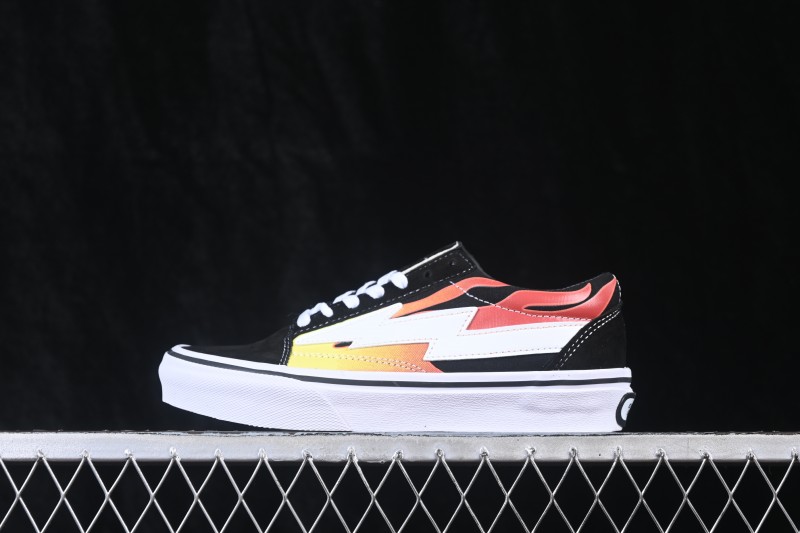 Revenge x Storm Old Skool Lightning Low-Top Casual Skate Shoes Black Flame - M.C3