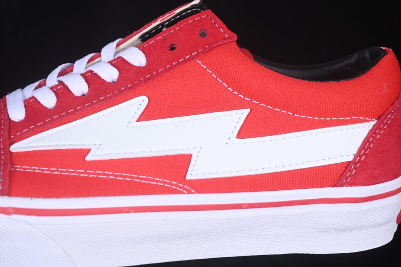 Revenge x Storm Old Skool Lightning Collaboration Low-Top Skate Shoes Red White