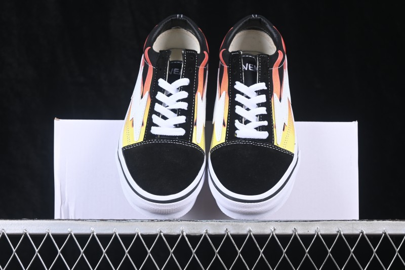 Revenge x Storm Old Skool Lightning Low-Top Casual Skate Shoes Black Flame - M.C3