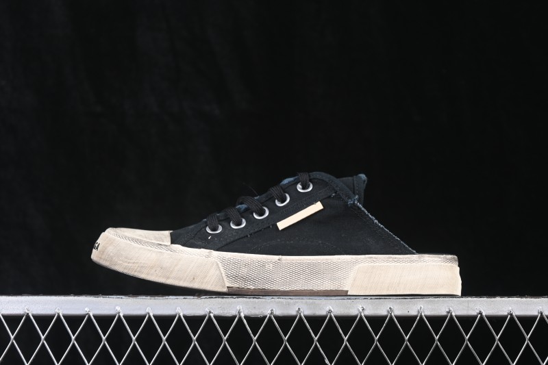 Balenciaga Paris Low Top Lace-Up Mule Worn-Effect Sneakers - W3RC49092