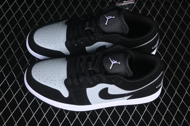 Air Jordan 1 Low Black Grey Retro Cultural Basketball Shoes - 553558-048