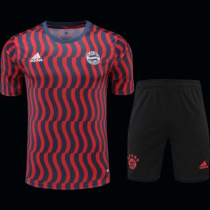 23-24 Bayern Munich Red/Blue Stripe Short Sleeve+Shorts