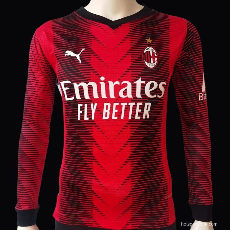 Player Version 23/24 AC Milan Home Long Sleeve Jersey
