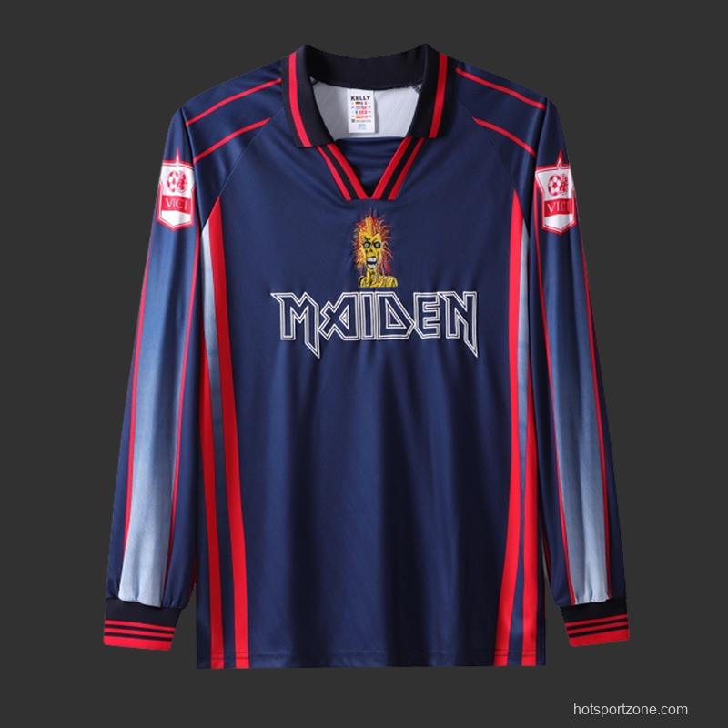 Retro 98/99 West Ham United x Iron Maiden Long Sleeve Navy Jersey